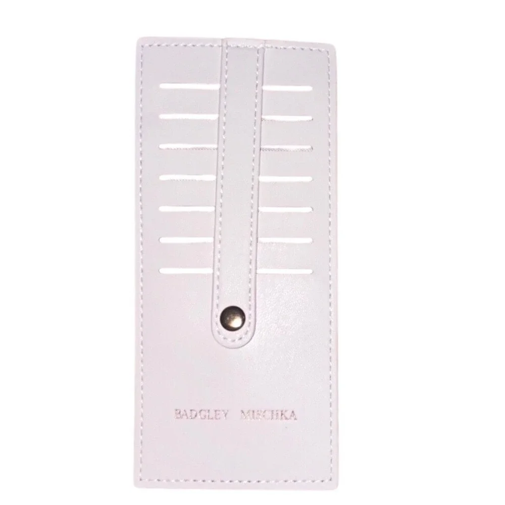 Badgley Mischka White Simple Card Holder Slim Wallet BM-4171 Gold‎ Snap NEW
